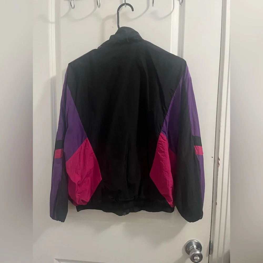 Adidas Women's Black, Purple, and Pink Bomber Jacket